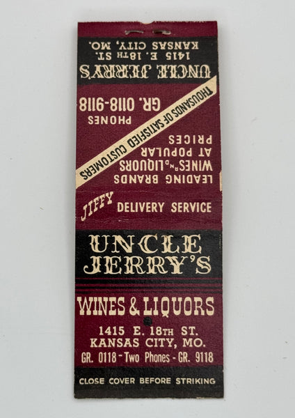 "Uncle Jerry’s" Kansas City, MO Vintage Feature Matchbook
