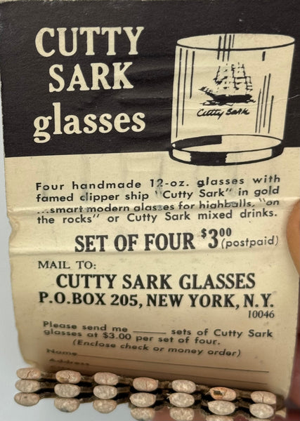 "Cutty Sark Scotch" Vintage Feature Matchbook