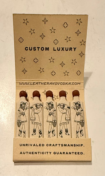 "Leather & Vodka" Retro Feature Matchbook