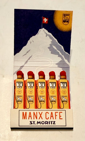 "Manx Cafe St Moritz" Retro Feature Matchbook