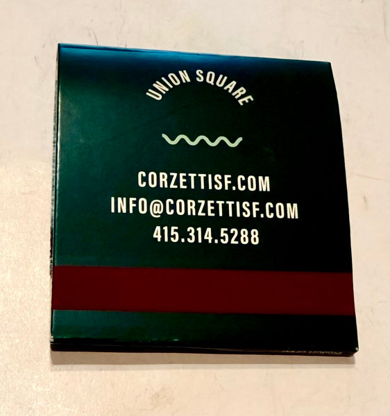 "Corzetti" Retro Feature Matchbook