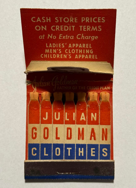 "Julian Goldman Clothes" Indiana Harbor, IN Vintage Feature Matchbook with Pop-Up Display