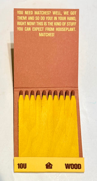 "Houseplant" Giant Retro Feature Matchbook with a Spot Friction Cover!