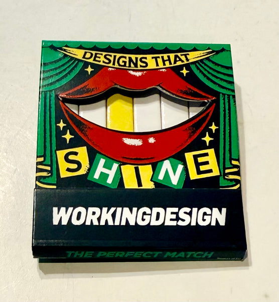 "WORKINGDESIGN" Retro Feature Matchbook with a Knot-Hole Cover!