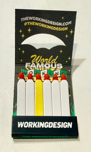 "WORKINGDESIGN" Retro Feature Matchbook with a Knot-Hole Cover!