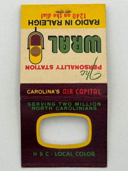 "WRAL Radio" Raleigh, NC Vintage Feature Matchbook with a Knot-Hole Cover!