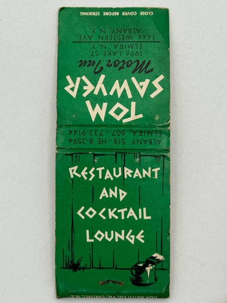 "Tom Sawyer Motor Inn" Elmira, NY Vintage Feature Matchbook
