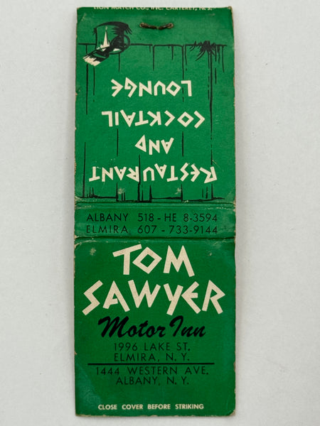 "Tom Sawyer Motor Inn" Elmira, NY Vintage Feature Matchbook