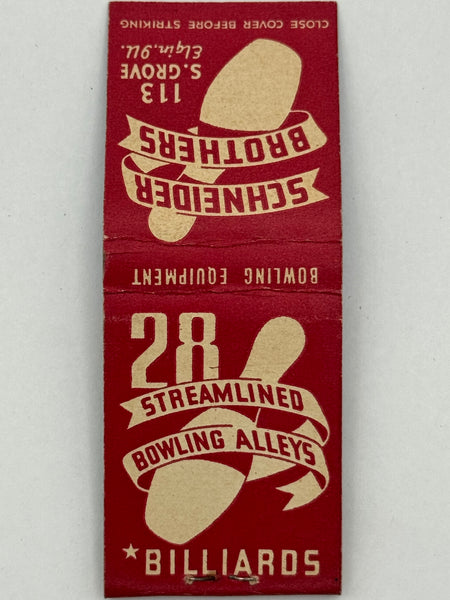"Schneider Brothers" Elgin, IL Vintage Feature Matchbook