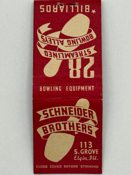 "Schneider Brothers" Elgin, IL Vintage Feature Matchbook