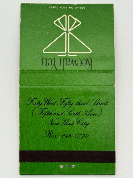 "Keewah Yen" NYC, NY Vintage Feature Matchbook C