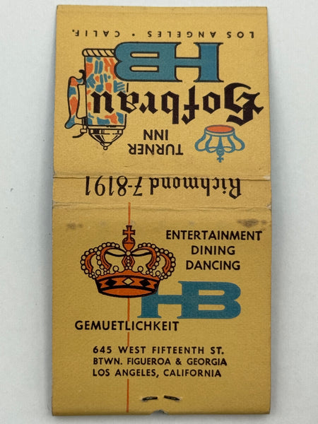 "Turner Inn Hofbrau" Los Angeles, CA Vintage Feature Matchbook