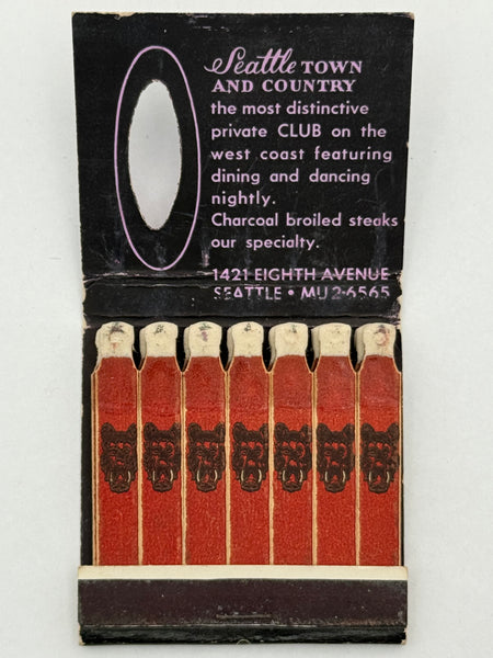 "The Seattle Town & Country" Seattle, WA Vintage Feature Matchbook with a Knot-Hole Cover!