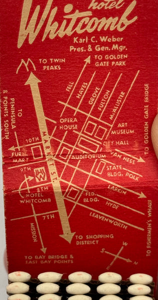 "Hotel Whitcomb" San Francisco, CA Vintage Feature Matchbook