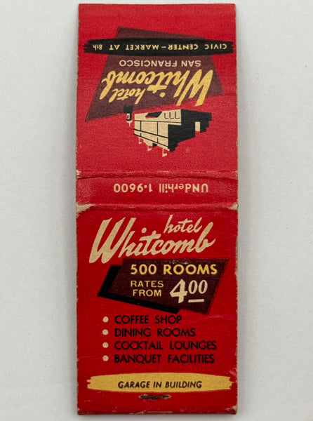 "Hotel Whitcomb" San Francisco, CA Vintage Feature Matchbook