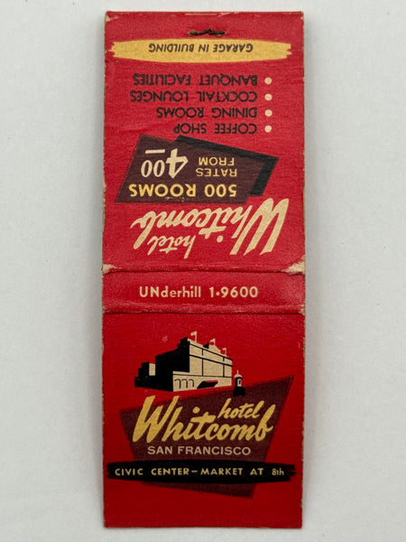 "Hotel Whitcomb" San Francisco, CA Vintage Feature Matchbook