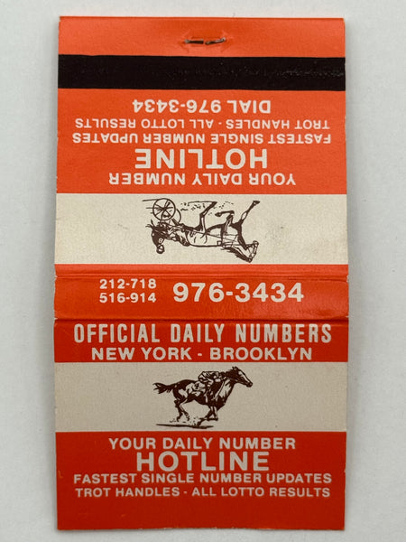 "Official Daily Numbers" New York, NY Vintage Feature Matchbook, Lucky Match
