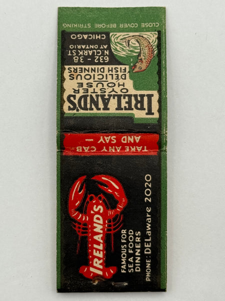 "Ireland’s Oyster House" Chicago, IL Vintage Feature Matchbook