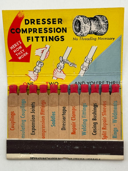 "Dresser Couplings / Dresser Manufacturing Division" Vintage Feature Matchbook