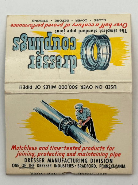 "Dresser Couplings / Dresser Manufacturing Division" Vintage Feature Matchbook