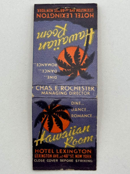 "Hawaiian Room / Hotel Lexington" Vintage Feature Matchbook