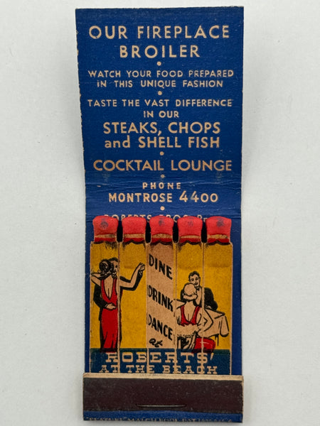 "Roberts’ At The Beach" Vintage Feature Matchbook