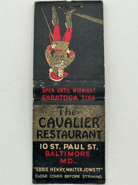 "The Cavalier Restaurant" Baltimore, MD Vintage Feature Matchbook