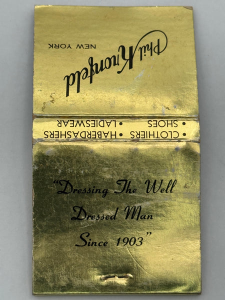 "Phil Kronfeld" NYC, NY Vintage Feature Matchbook
