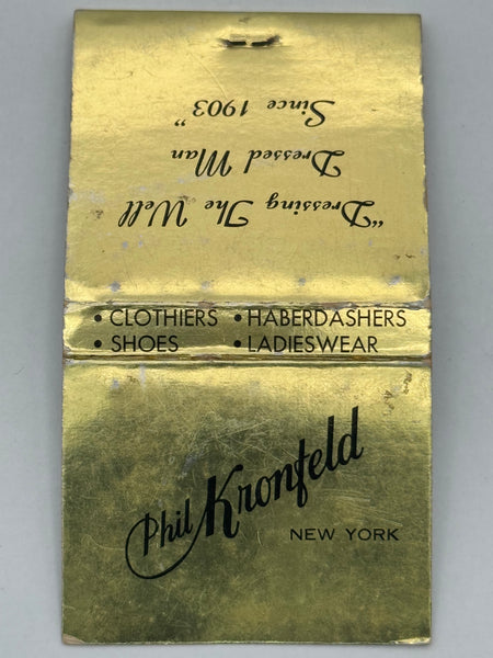 "Phil Kronfeld" NYC, NY Vintage Feature Matchbook