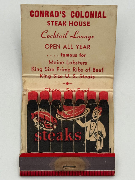 "Conrad’s Colonial Steak House" Atlantic City, NJ Vintage Feature Matchbook