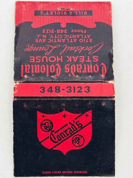 "Conrad’s Colonial Steak House" Atlantic City, NJ Vintage Feature Matchbook