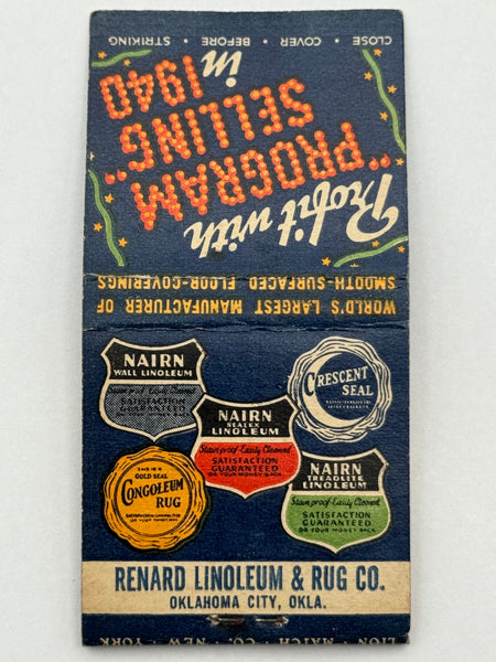 "Renard Linoleum & Rug Company" Oklahoma City, OK Vintage Feature Matchbook