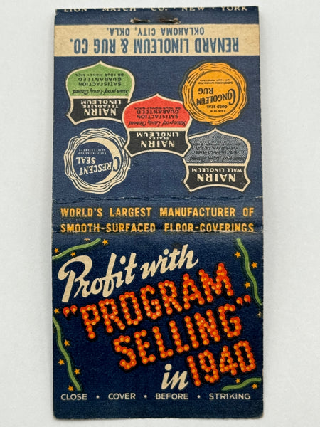 "Renard Linoleum & Rug Company" Oklahoma City, OK Vintage Feature Matchbook