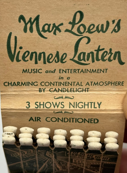"Max Loew’s Viennese Lantern" Vintage Feature Matchbook