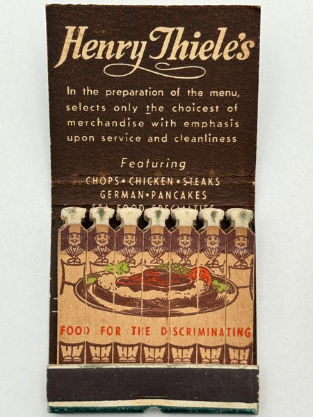 "Henry Thiele’s" Vintage Feature Matchbook