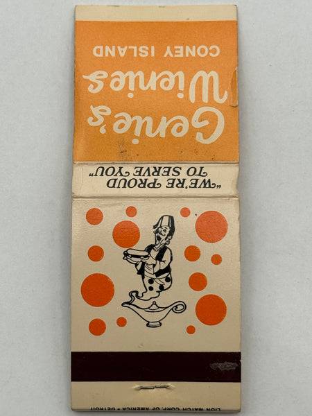 "Genie’s Wienies" Coney Island, NY Vintage Feature Matchbook