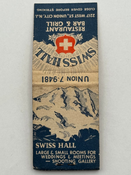 "Swiss Hall" Union City, NJ Vintage Feature Matchbook
