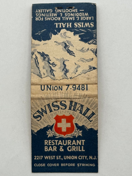 "Swiss Hall" Union City, NJ Vintage Feature Matchbook