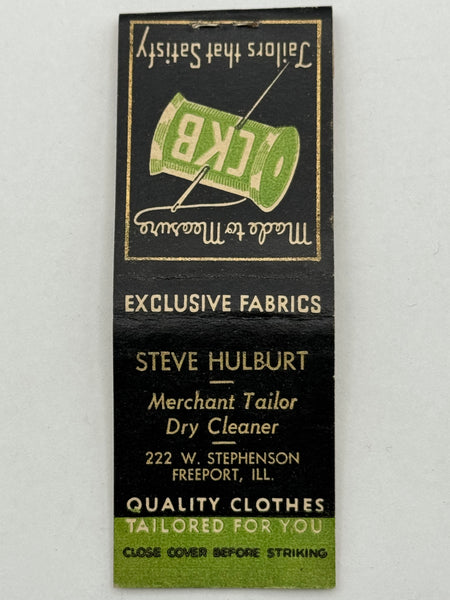 "Steve Hulburt / CBK" Freeport, IL Vintage Feature Matchbook