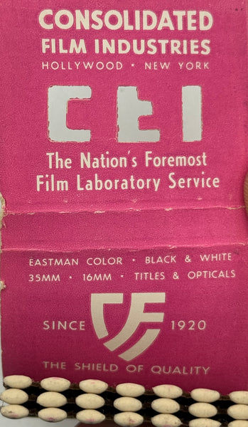 "Consolidated Film Industries" Hollywood, CA Vintage Feature Matchbook with a Knot-Hole Cover!