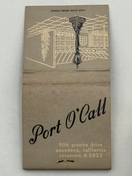 "Port O’ Call" Pasadena, CA Vintage Feature Matchbook