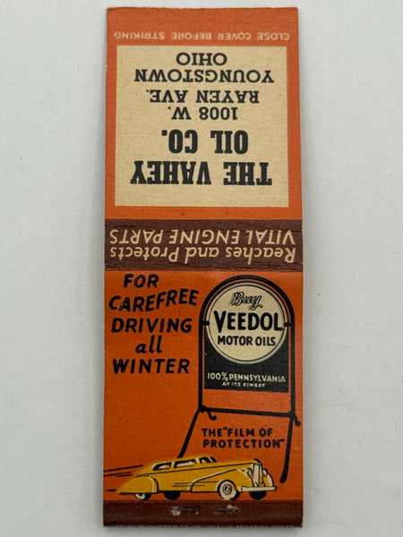 "The Vally Oil Co. / Veedol" Vintage Feature Matchbook