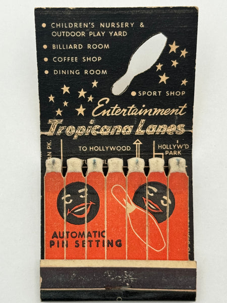 "Tropicana Lanes / Kon-Tiki Room" Vintage Feature Matchbook with a Knot-Hole cover AND an Easel-Back!