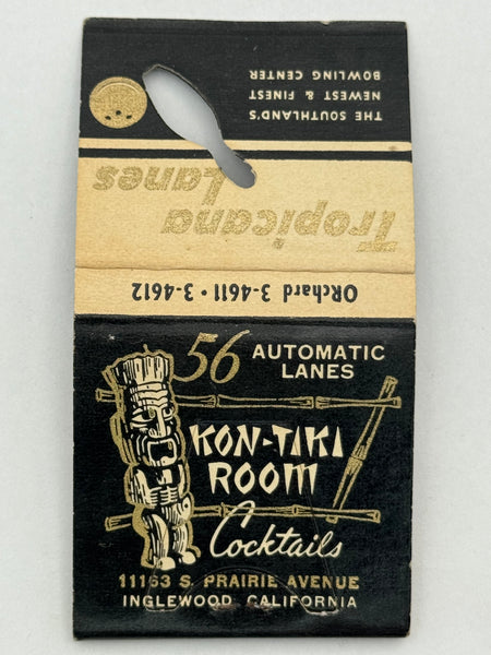 "Tropicana Lanes / Kon-Tiki Room" Vintage Feature Matchbook with a Knot-Hole cover AND an Easel-Back!
