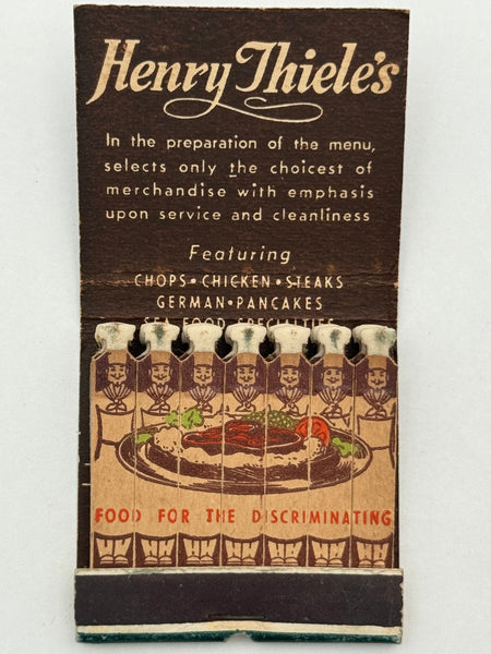 "Henry Thiele’s" Vintage Feature Matchbook