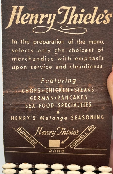 "Henry Thiele’s" Vintage Feature Matchbook