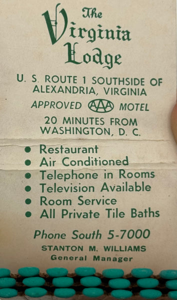 "The Virginia Lodge" Vintage Feature Matchbook