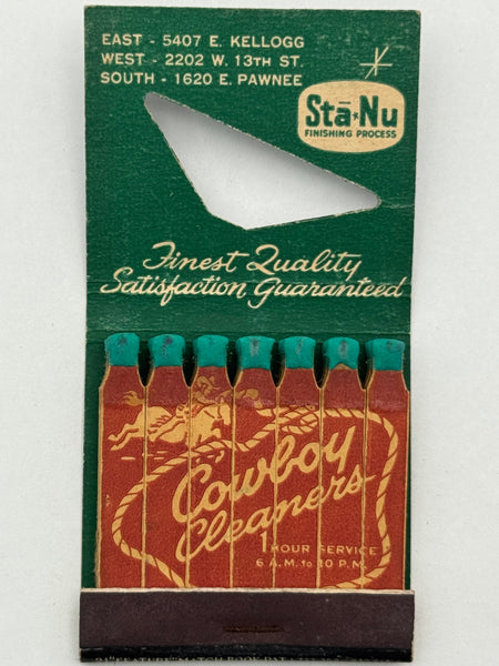 "Cowboy Cleaners" Vintage Feature Matchbook with a Knot-Hole Cover!