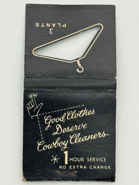 "Cowboy Cleaners" Vintage Feature Matchbook with a Knot-Hole Cover!