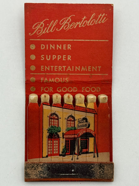 "Bill Bertolotti" Vintage Feature Matchbook